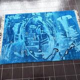 Extraordinary handmade art abstract design wool carpet in style of Kybal, 1960s