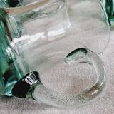 Set of 6 handle glasses and 1 puffed glass jug