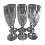 6 crystal champagne glasses