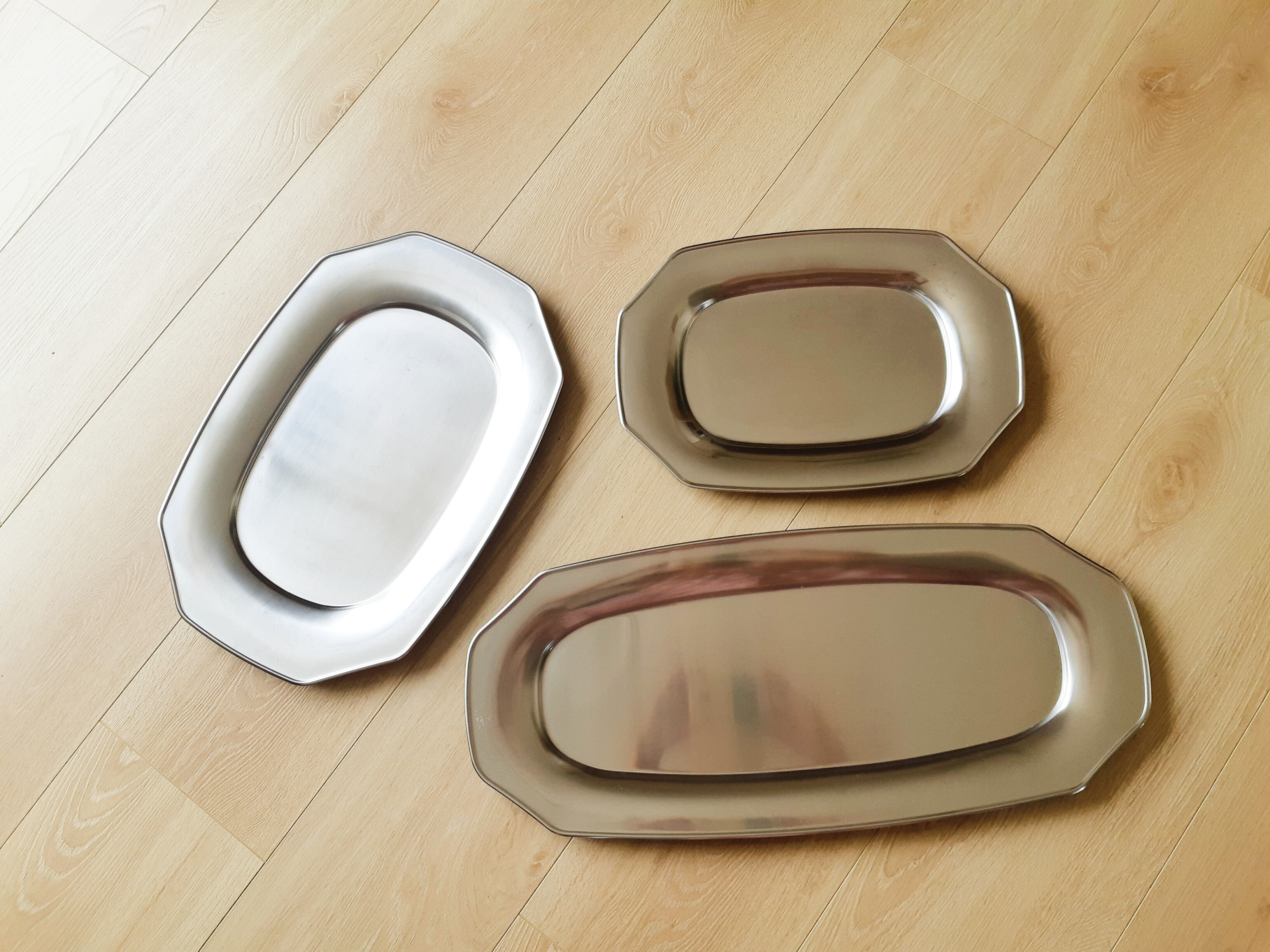 Vintage stainless steel serving dishes, Létang Rémy