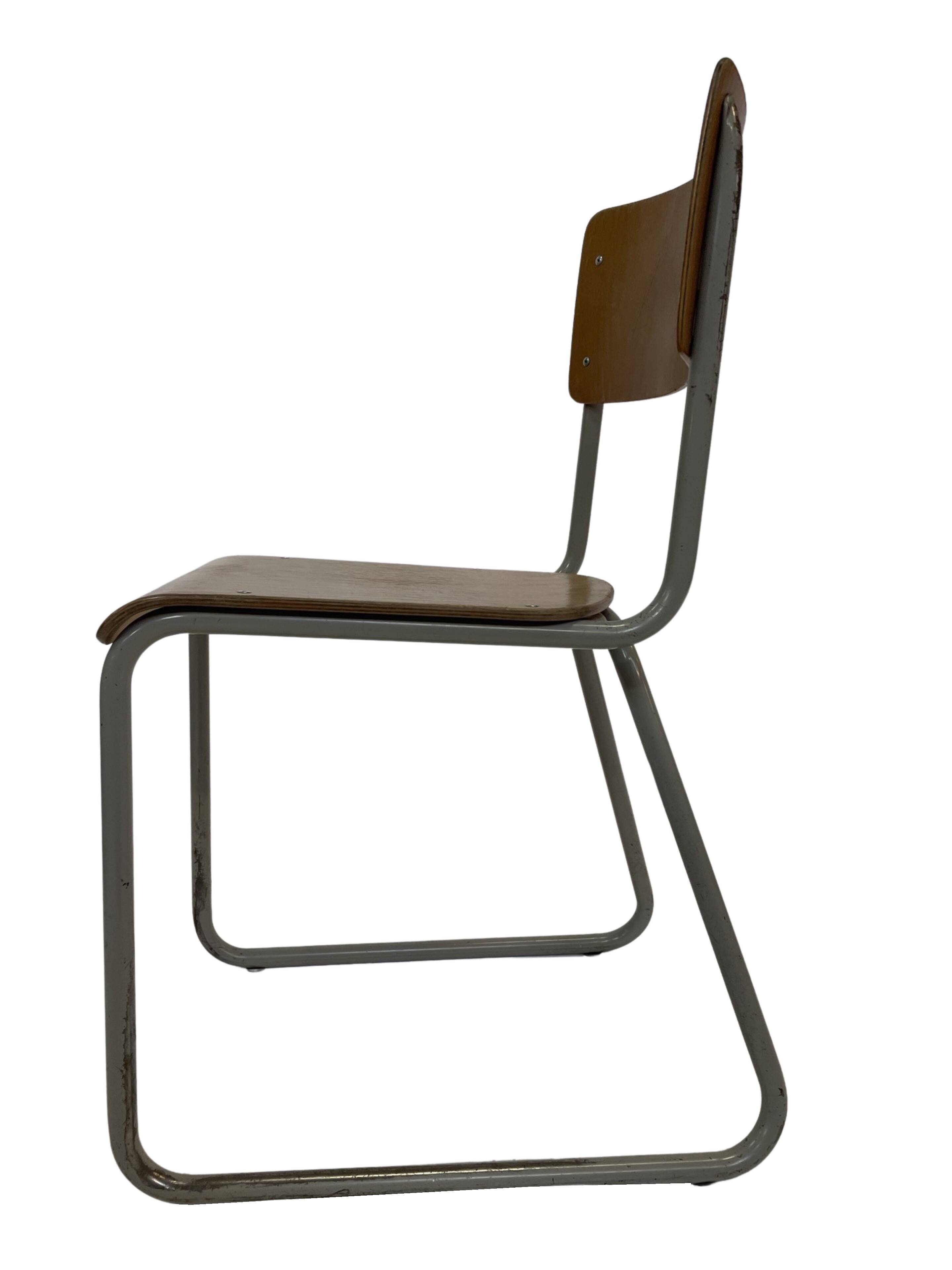 Vintage school chair 1960s minimalist design wood and metal