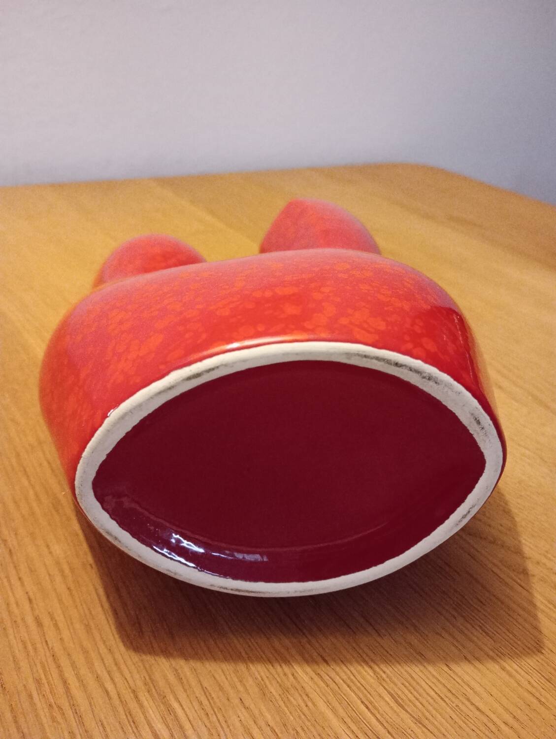 Red ceramic vase, italy 1970s