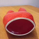 Red ceramic vase, italy 1970s