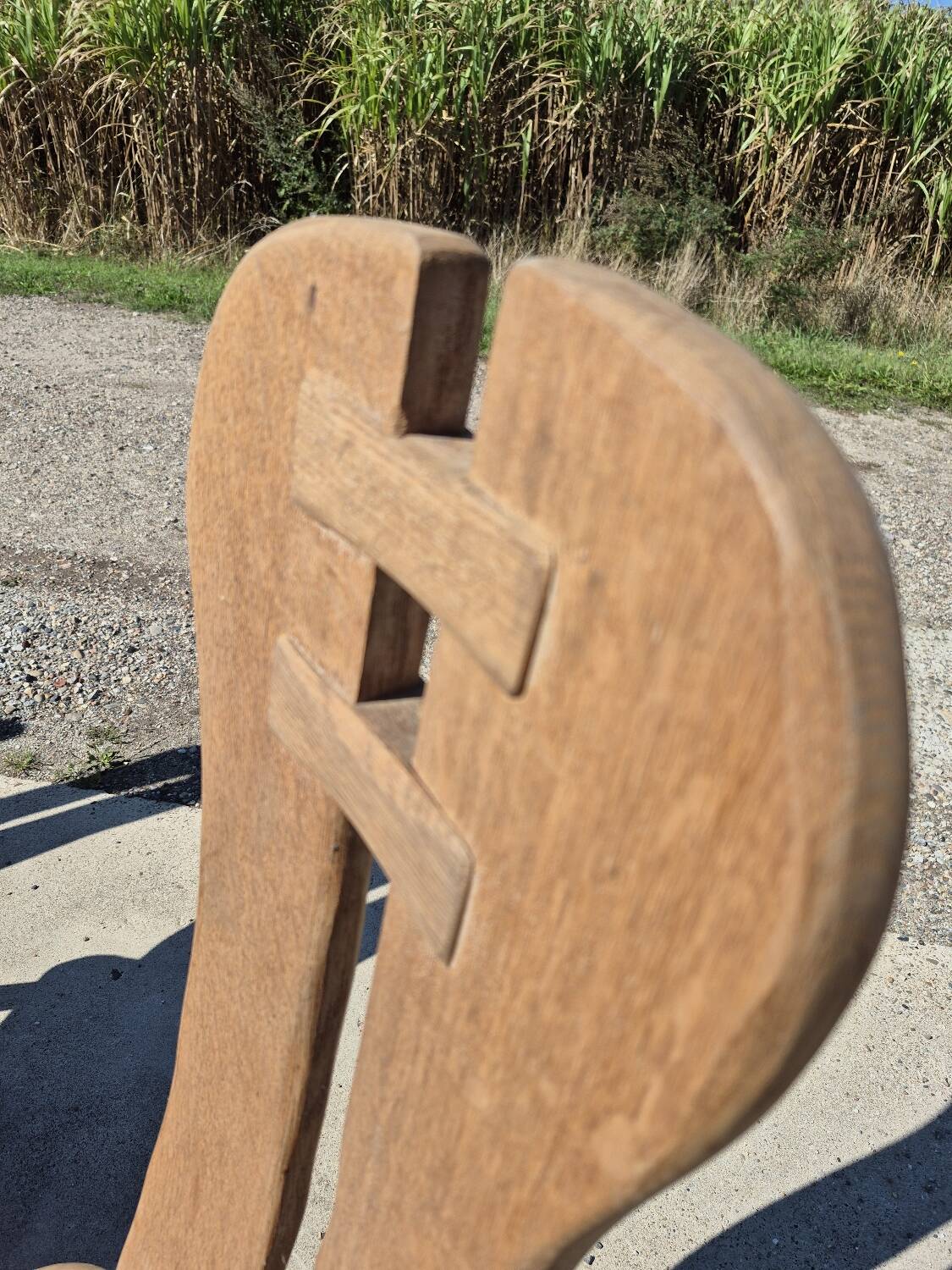 Set 4 vintage brutalist dining chairs De Puydt Belgium solid oak