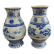 Pair of Asian vases in white and blue porcelain