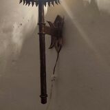 Wrought iron and gold leaf wall light. Spain, 1950s.