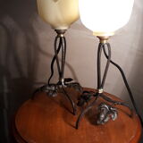 Duo of lamps iron forge and tulip 1920/30