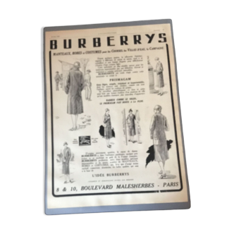Publicité vintage à encadrer burberrys 1926