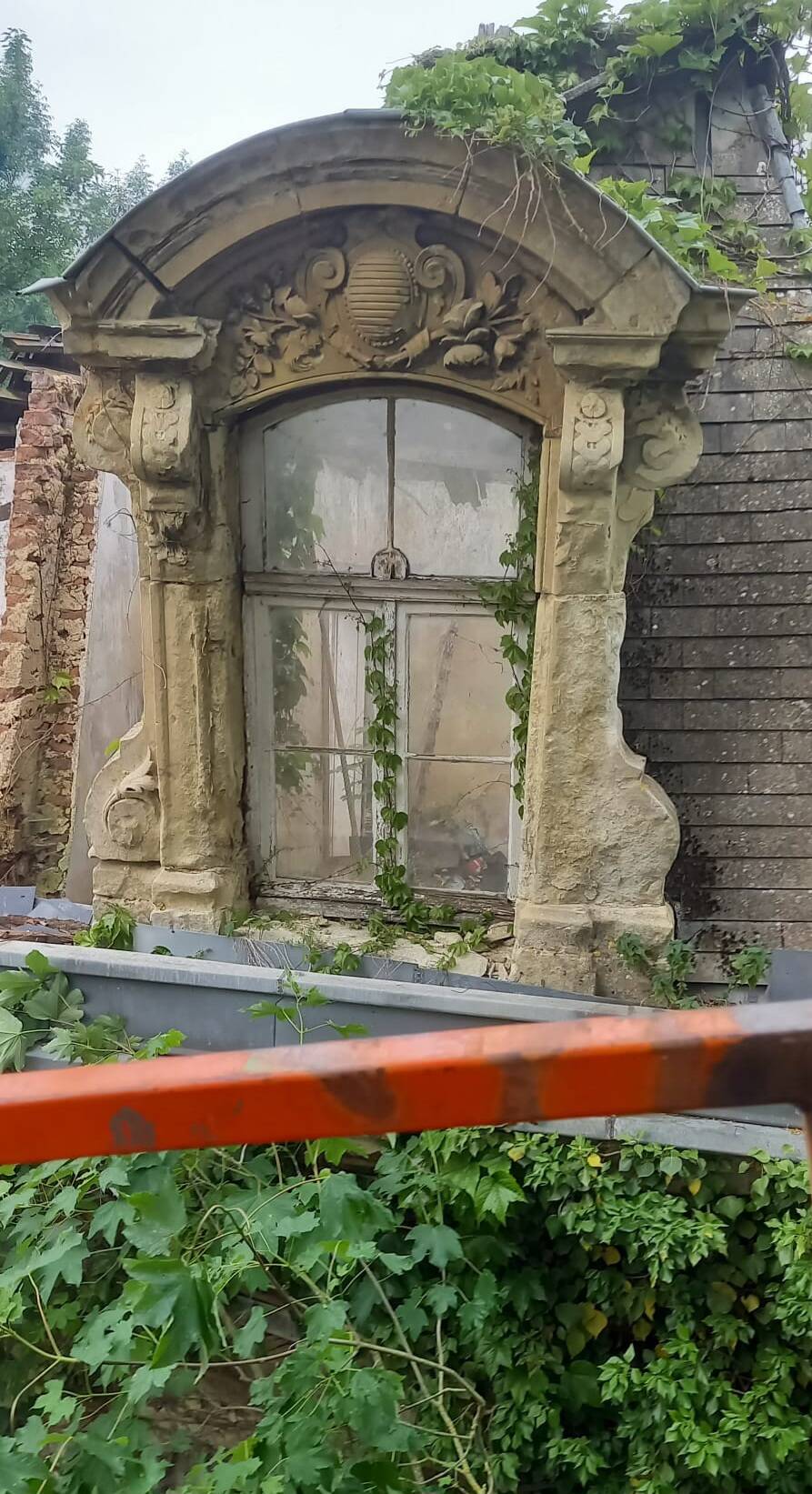 Eighteenth-century oak window mirror.