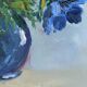 Acrylic painting on canvas, still life, anemones, bohemian countryside