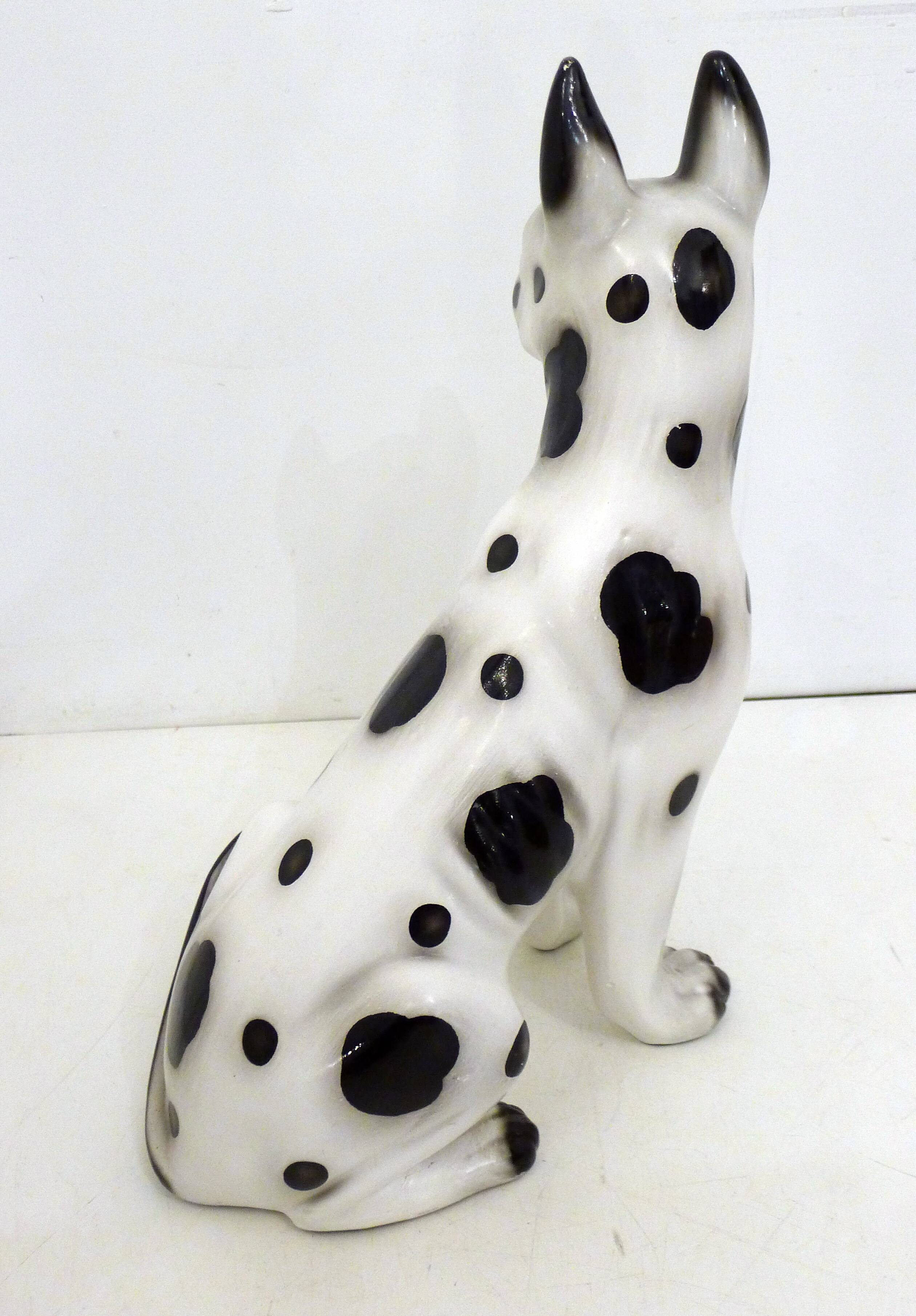 Large black and white ceramic dog (H 46 cm)