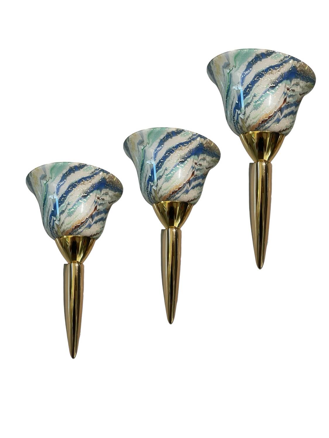 Venetian Art Murano Glass Sconces Set of 3