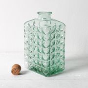Georgia Green Glass Decanter with Cork Stopper / Spain / 1990s