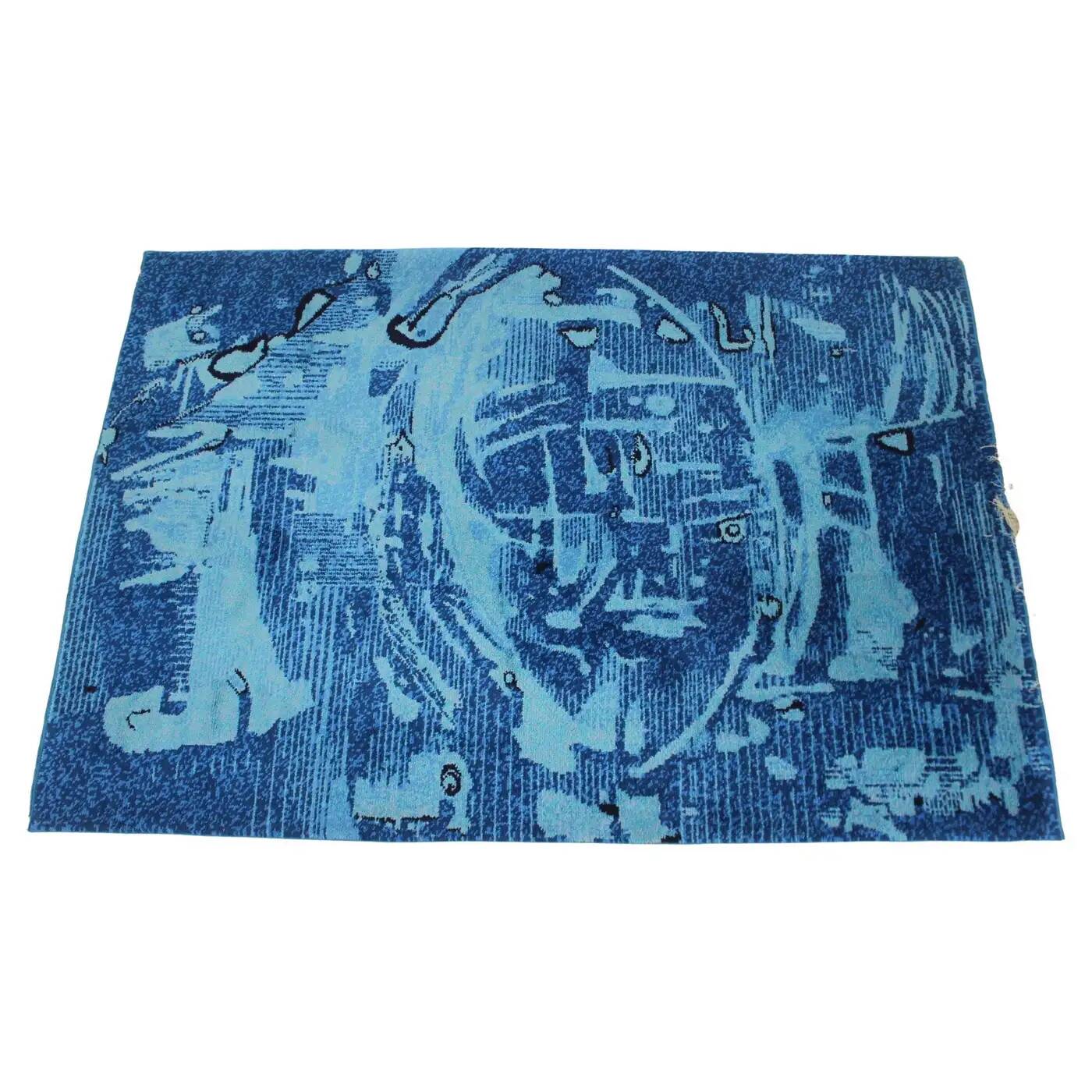 Beautiful handmade art abstract design wool carpet in style of Kybal, 1960s