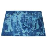 Beautiful handmade art abstract design wool carpet in style of Kybal, 1960s