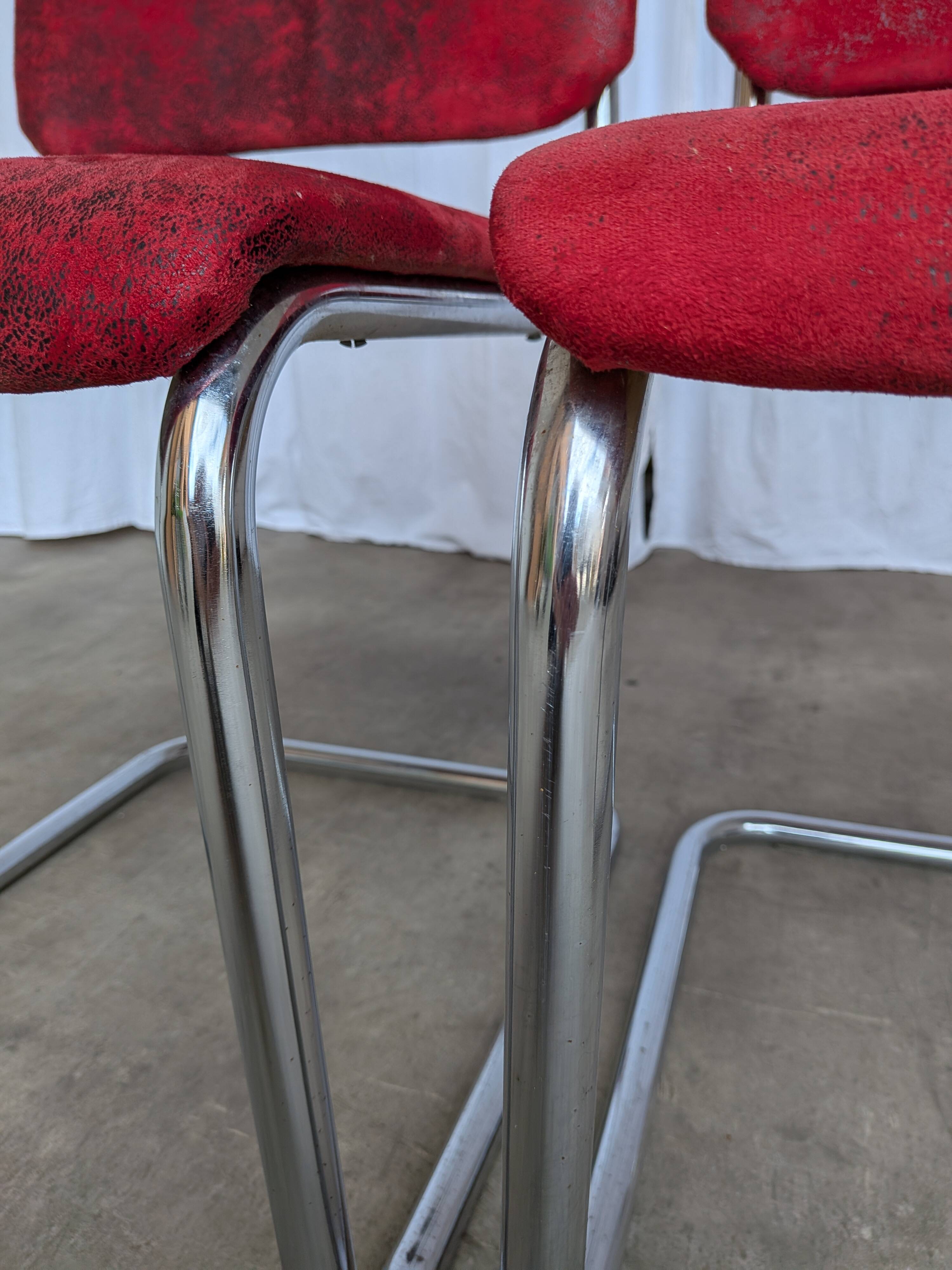 Cesca Style Dining Chair: Red Fabric, Tubular Frame, 1970s ( 2 in stock)