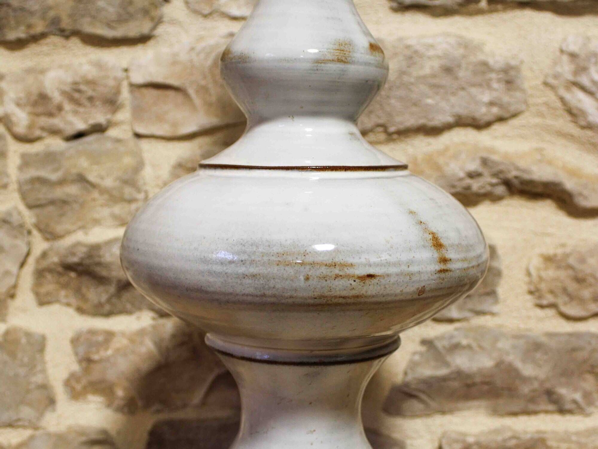 Large glazed ceramic lamp base by Jean-François Descombes, Vallauris.