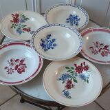 Set of 6 mismatched hollow plates Digoin and Badonviller