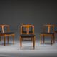 Juliane dining chairs in teak and black leather by Johannes Andersen for Uldum Møbelfabrik, Denmark, 1960s, set of 6