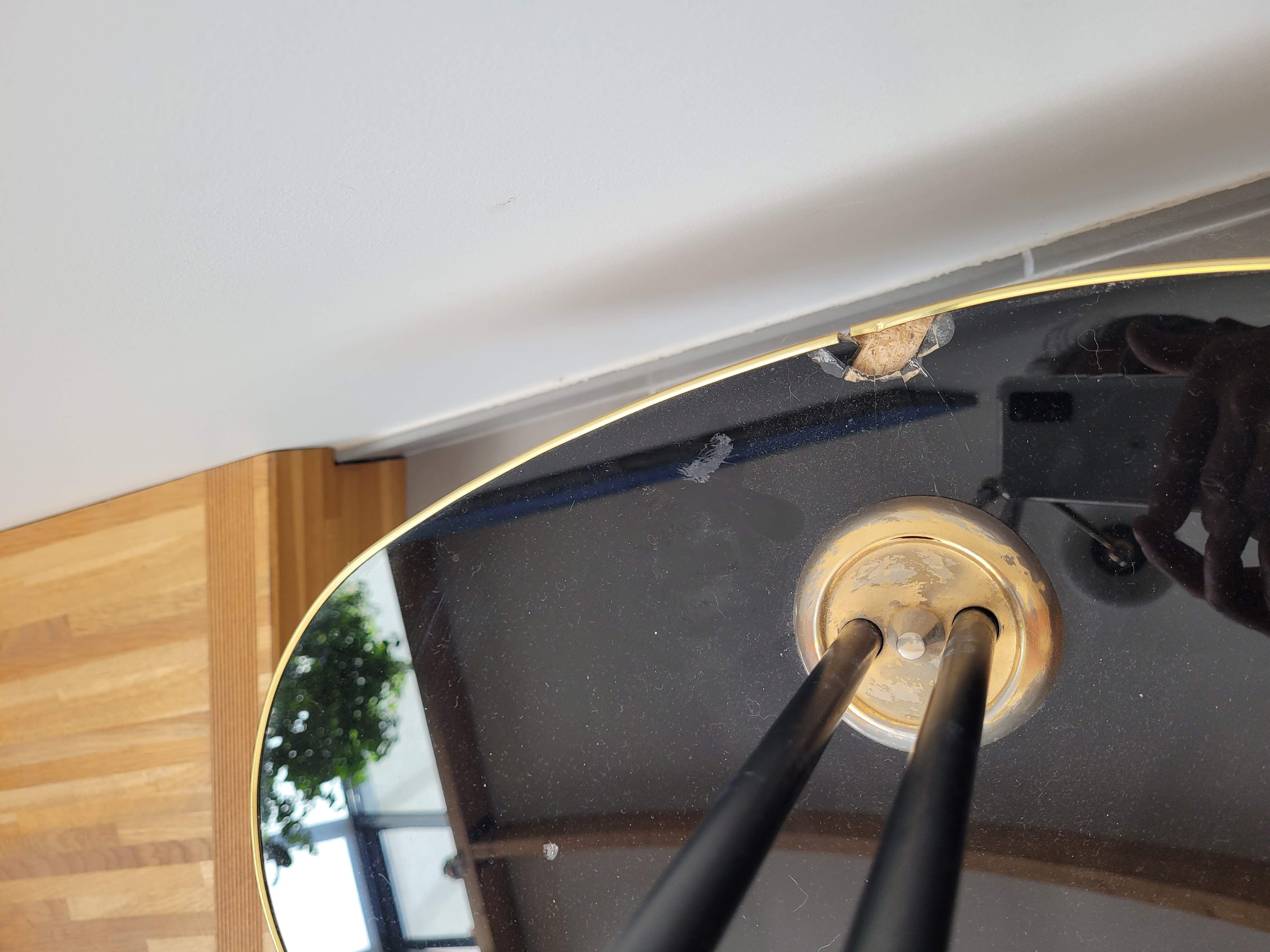 Floor lamp two glass globes and tablet