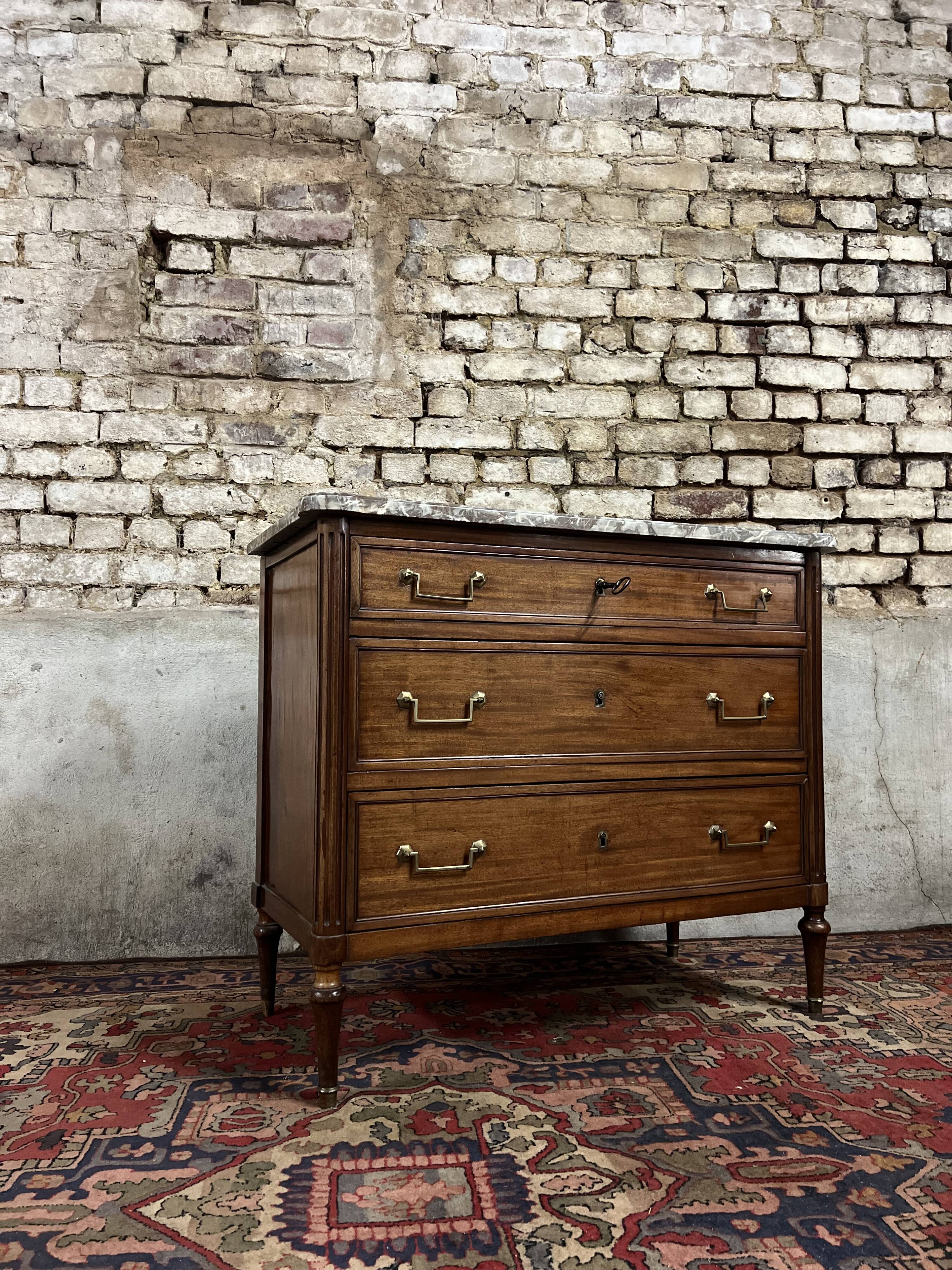 Mahogany Commode From Louis XVI XVIII Eme Century