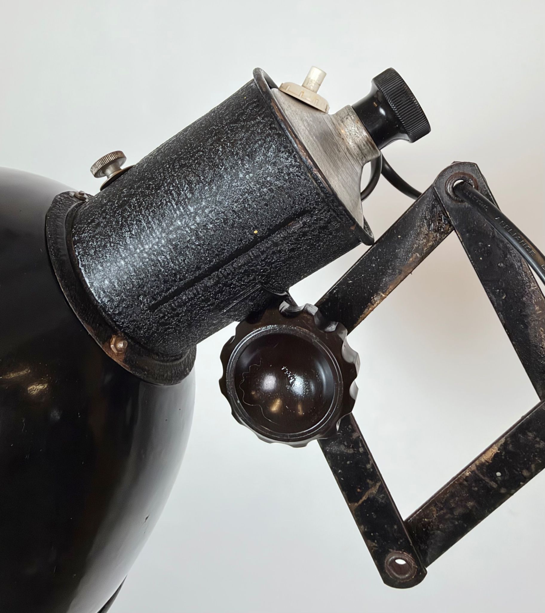 Industrial Black Enamel Scissor Wall Lamp, 1950s