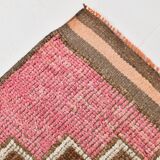 3x10 Pink & Brown Stars Pattern Vintage Runner Rug, 94x320Cm