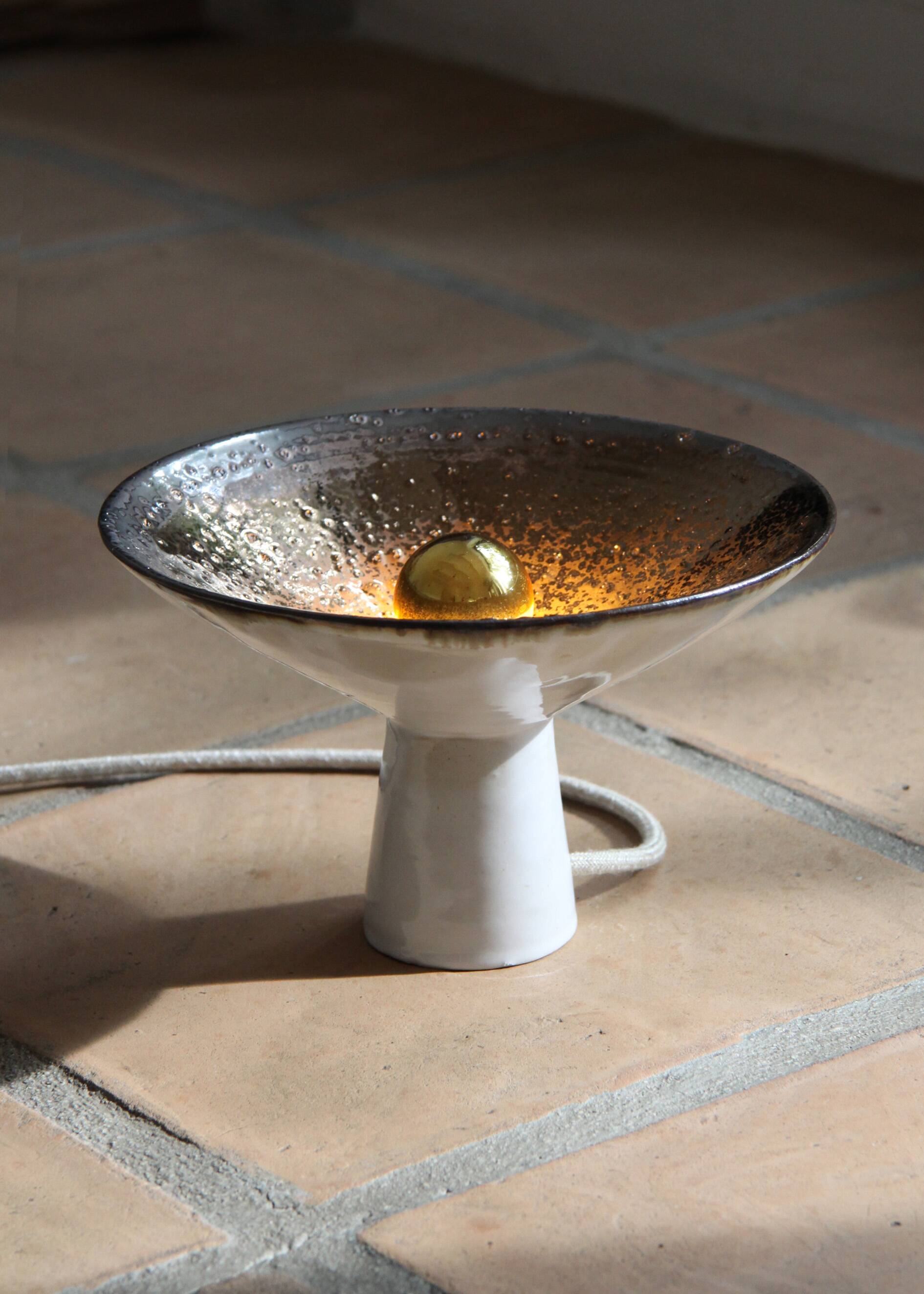 Unique piece flared lamp in stoneware