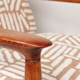 Fauteuil Jacquard Coral Vintage par Edmund Homa GFM 64, années 1960, Pologne Rénové MCM Design