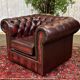 90s red leather Chesterfield armchair