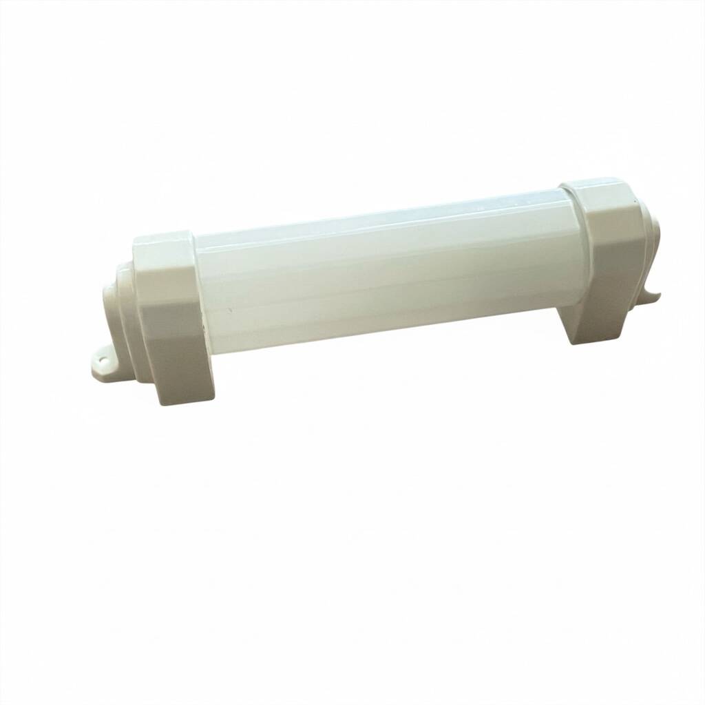 Art Deco tubular wall light in ceramic and white opaline glass tube.