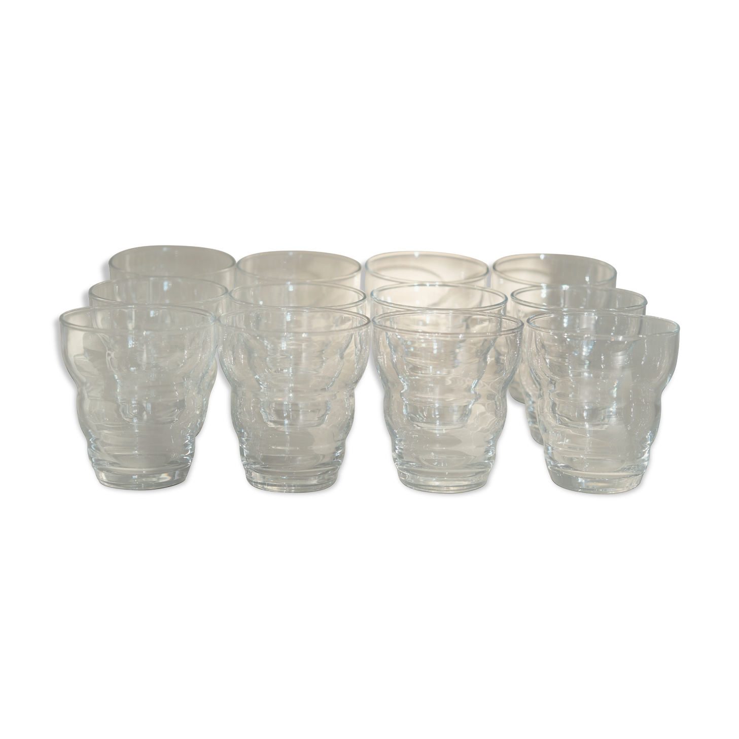Ensemble de 12 verres à eau gobelets anciens soufflés bouche