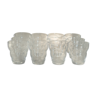 Ensemble de 12 verres à eau gobelets anciens soufflés bouche