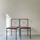 Set of 2 designer chairs in metal and cognac leather, Arrben Italy