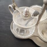 Salt, poivier, mustard with spoons