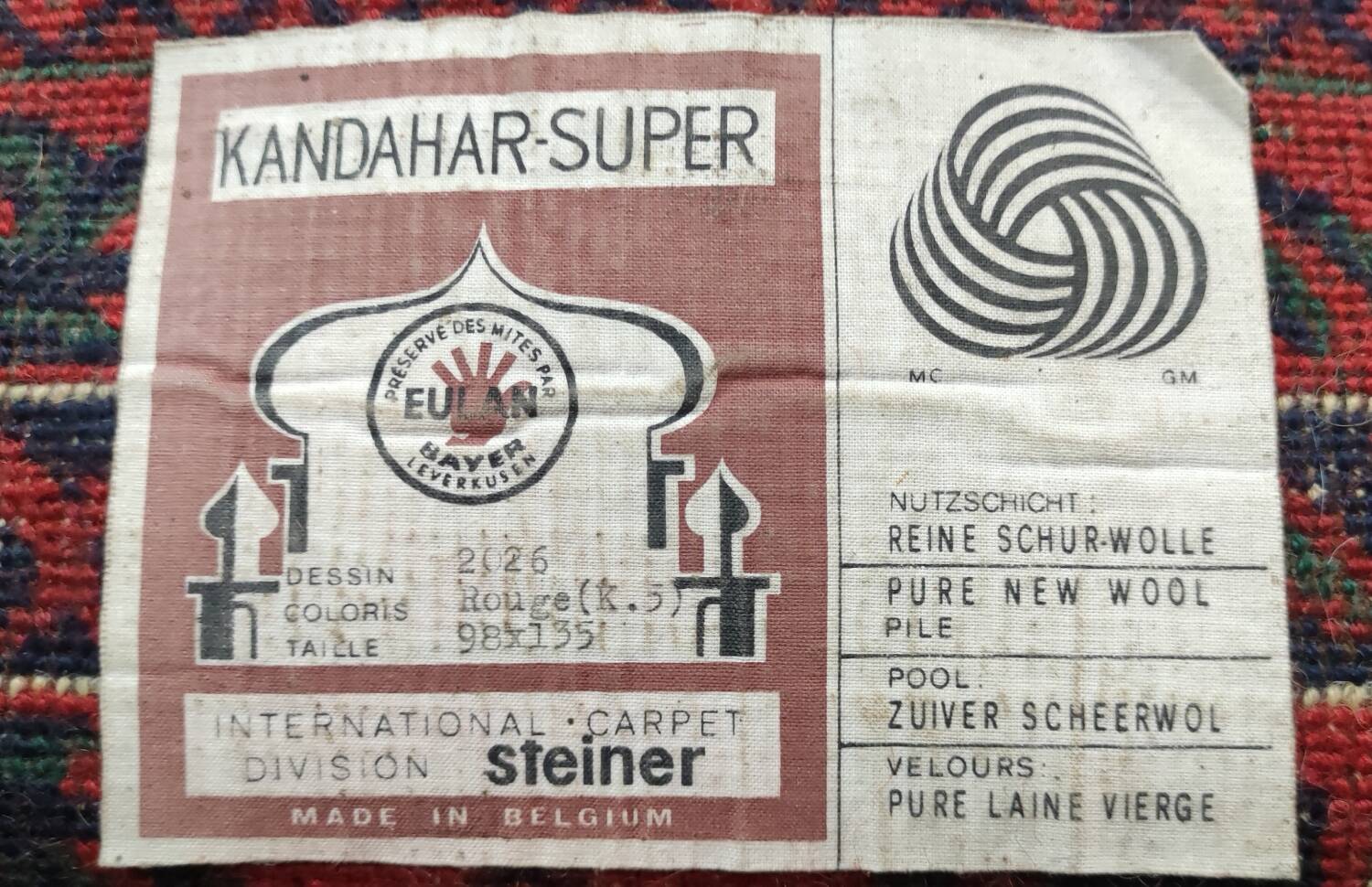 Old pure new wool carpet