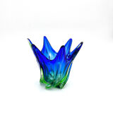 Sculptural Murano Vase – Cobalt Blue & Green - circa 1960