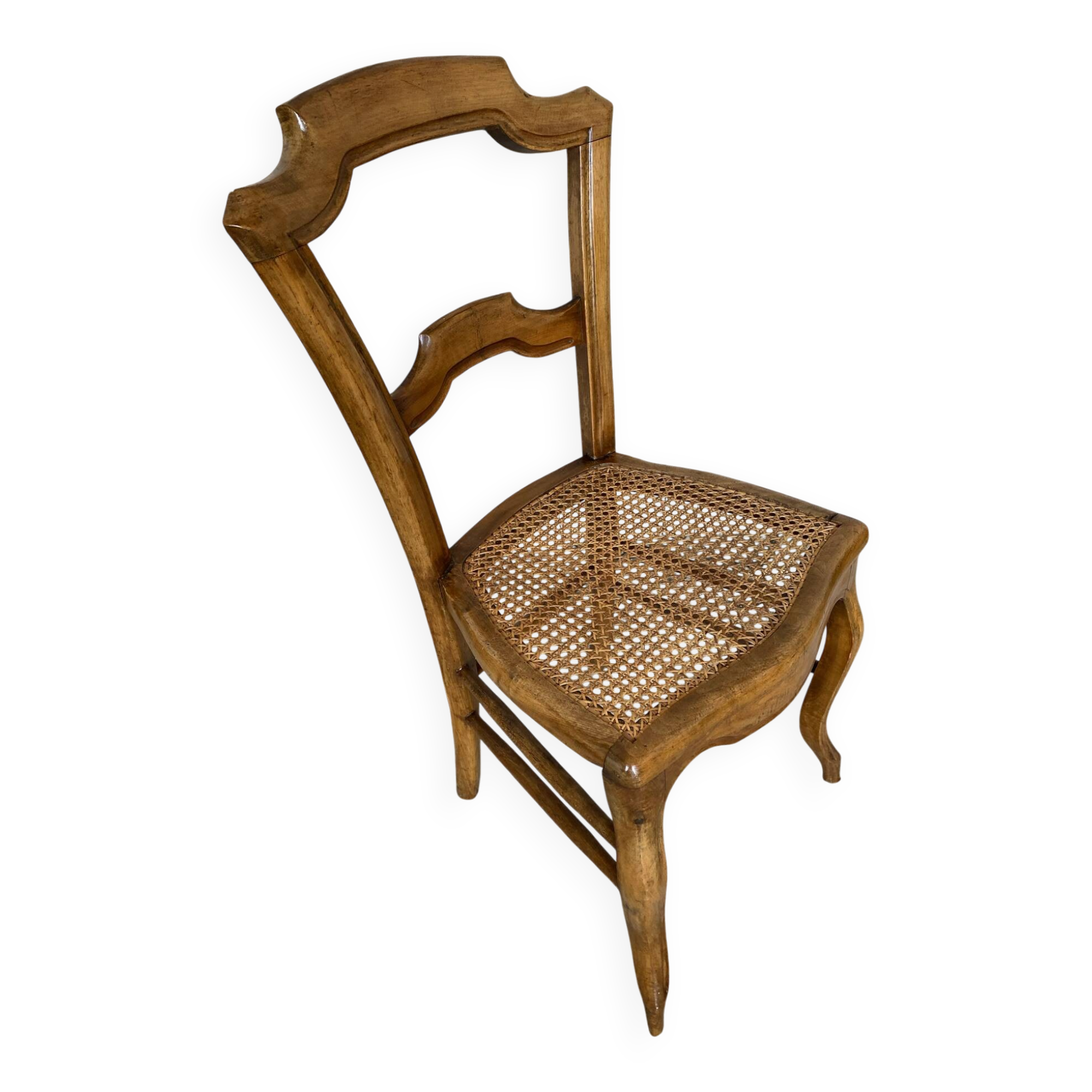 Antique Chair Louis XV Style Wood & Caned Seat Vintage #E030