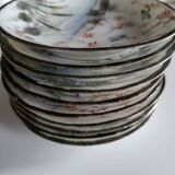 Series of 10 Fine Porcelain Cups and Saucers with Japanese Decor
