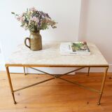 Marble and brass coffee table 60s