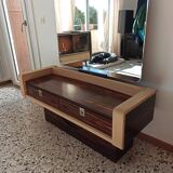 Ebony veneer dressing table with mirror, 1970s