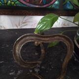 Old cobra bronze candlestick