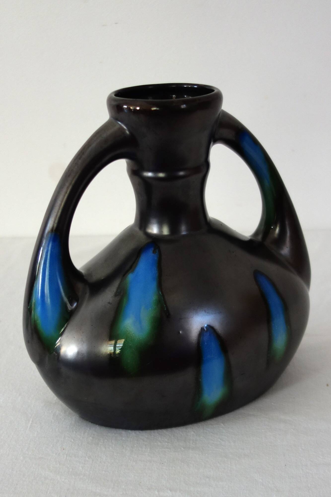 Flamed ceramic vase signed De Bruyn Five Lille