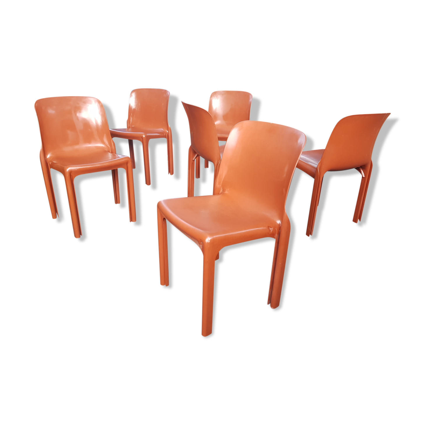 Set of 6 selene Vico magistretti chairs