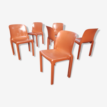 Set of 6 selene Vico magistretti chairs