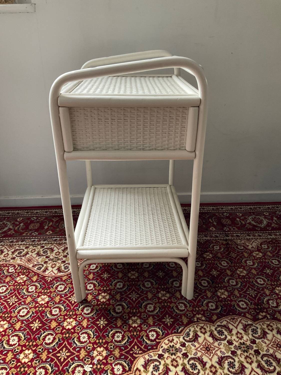 Vintage rattan bedside table from the 70s and 80s