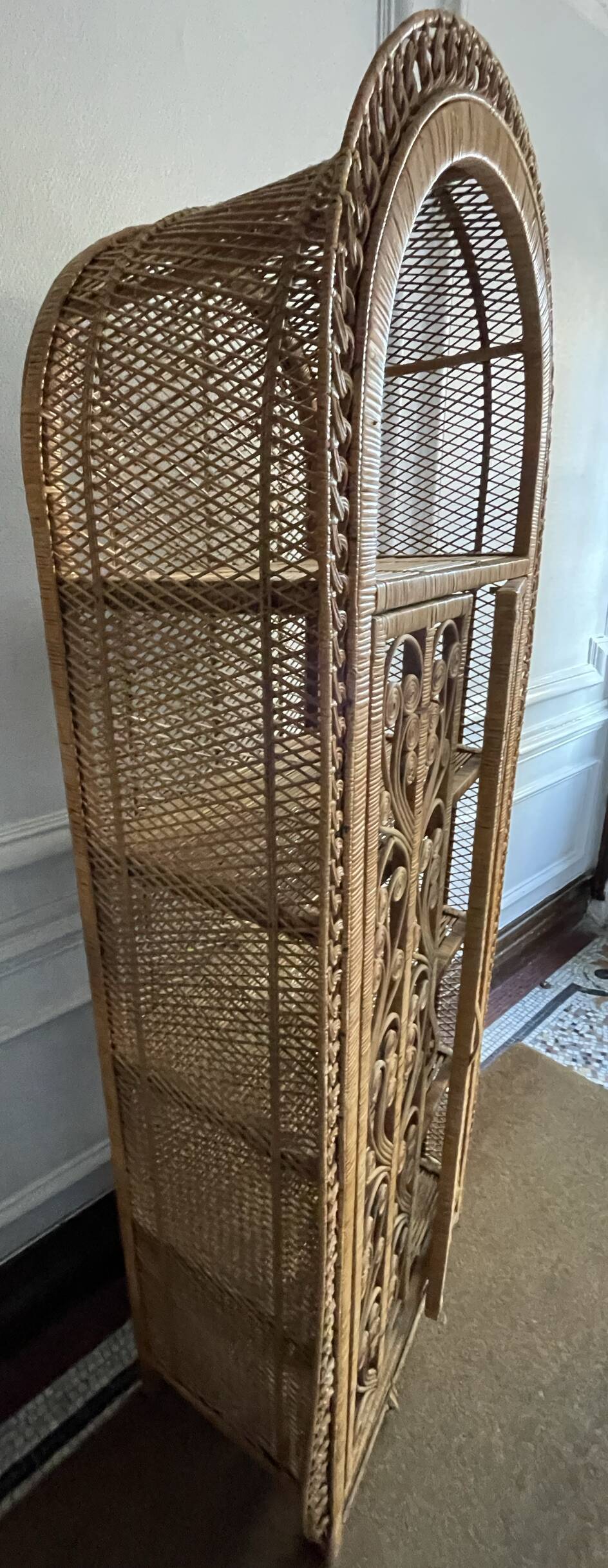 Rattan library shelves