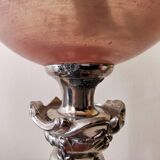 Lampe à pétrole fin xixème siècle montée sur colonne corinthienne.