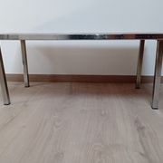Vintage coffee table metal chrome annes 70 painted ceramic sign vallauris la grange