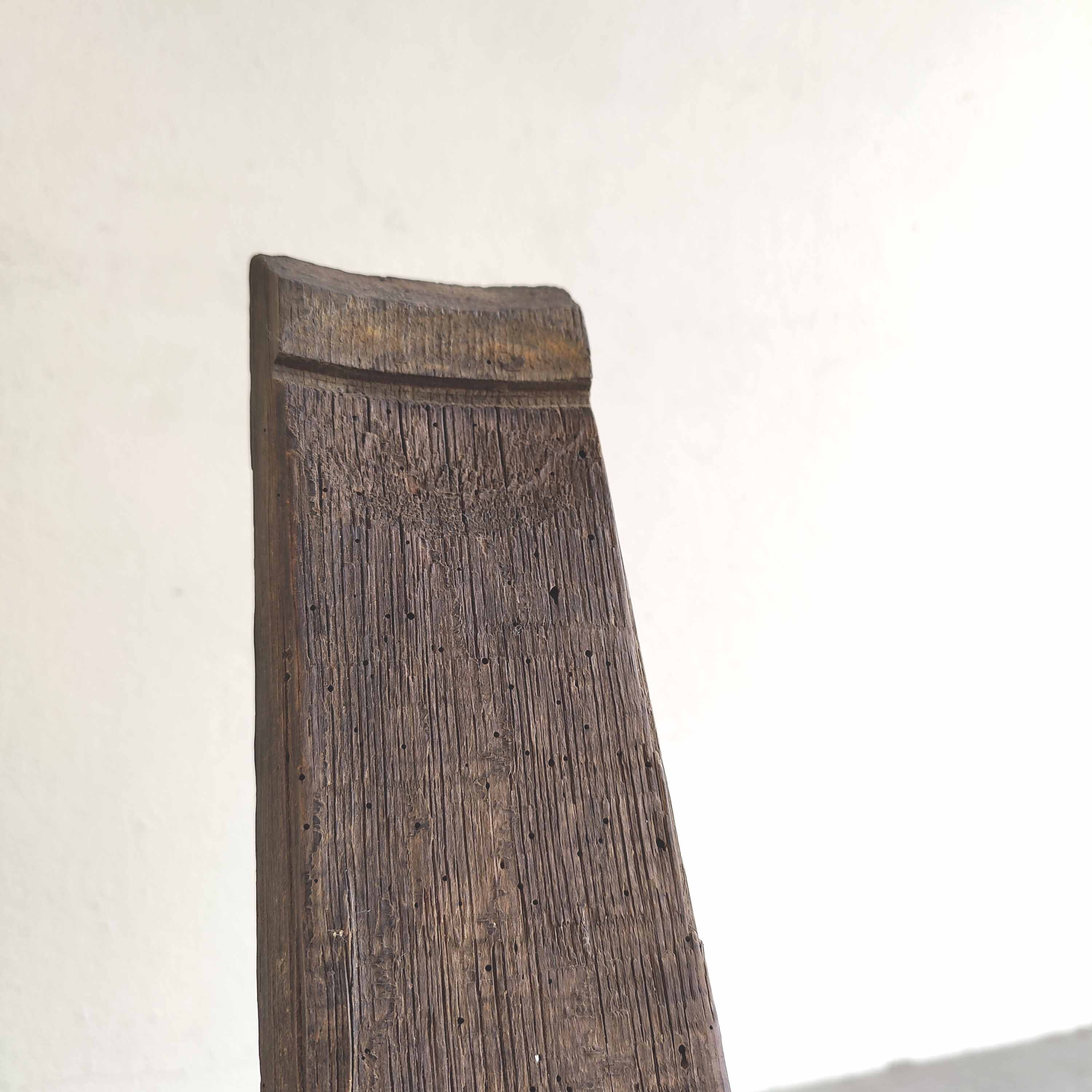 Set of 3 chairs brutalist tripod solid wood